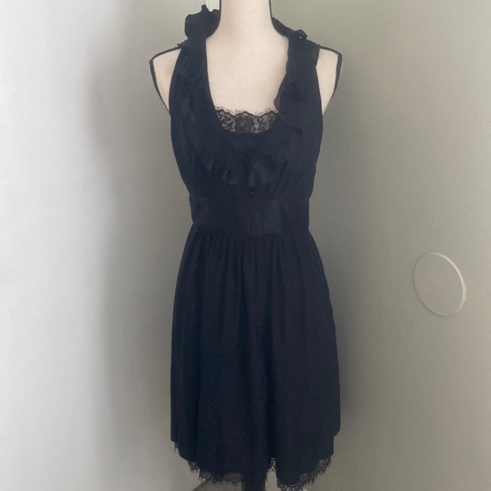 White House Black Market Black Lace Ruffle Dress